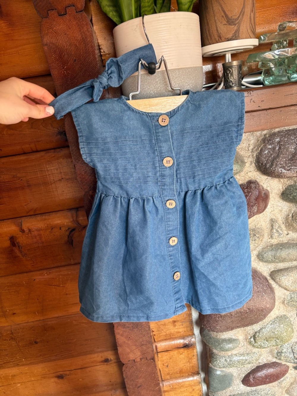 3/$25 Penelope Mack 3-Piece Chambray dress Set – Size 12M Baby Girl